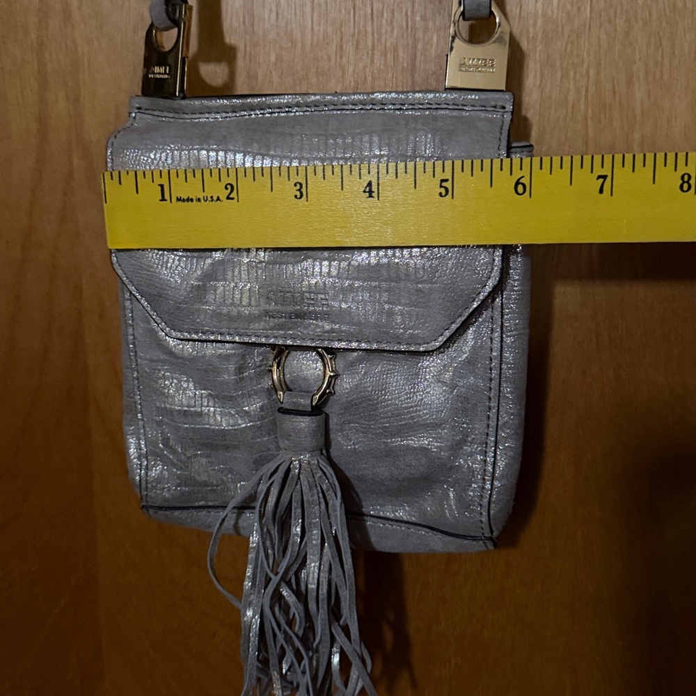 Aimee Kestenberg Metallic Silver Leather Crossbody Bag - Picture 10 of 11